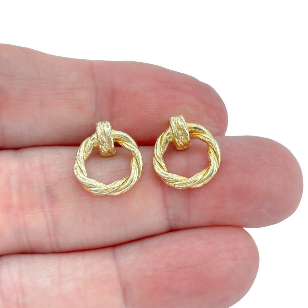 Vintage Gold-Tone Sterling Silver 925 Doorknocker Earrings